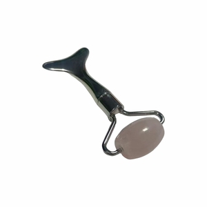 Rodillo Facial de Cuarzo Rosa con Logotipo Personalizado, Masajeador Facial de Aleación de Zinc, Masajeador Facial de Jade Natural - Product Image 2