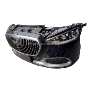 Parachoques delantero de repuesto de fibra de carbono negro de alta calidad, apto para Mercedes-Benz W223 Maybach S580 S680, con sistema de sujeción por tornillos, incluye faros antiniebla. - Product Image 4