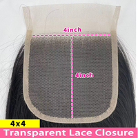Closure en dentelle transparente 4x4 pour cheveux bouclés, pré-épilée avec baby hair, couleur naturelle pour femmes, avec cuticules alignées pour tissage