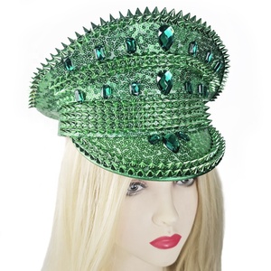 Rhinestone Sequin Captain Hat Y2K Style Unisex for Festival Birthday Party Supplies <strong>Burning</strong> <strong>Man</strong> Rave Wear Cosplay <strong>Costume</strong> - Product Image 6