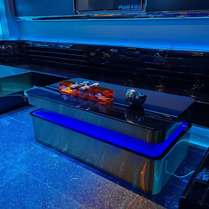 Juego de muebles de club nocturno de <span class=keywords><strong>Bar</strong></span> personalizado de lujo, mesa de KTV con luz Led de vidrio templado de acero inoxidable - Product Image 4