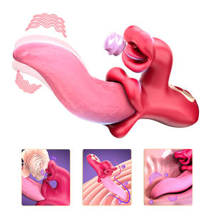 Mainan Lidah Dewasa Wanita dengan 9 Mode <span class=keywords><strong>Vibrator</strong></span> G-spot Kelinci Stimulasi Klitoris Fungsi Menjilat Mengayun Mengisap Menyodok Bergetar - Product Image 1