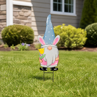 Figurine d'elfe de Pâques en métal, résistante aux intempéries, faite à la main, pour décoration de jardin, patio, pelouse