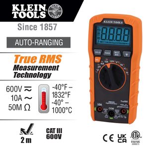 Multímetro Digital Klein Tools MM420, 600V AC/DC, 10A, TrueRMS, Auto-Ranging - Product Image 2
