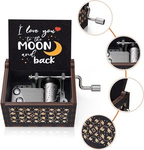 Caja de Música de Madera Personalizada al por Mayor, Caja de Música Grabada con Manivela, Te Amo, para Regalos de Boda, Navidad y Cumpleaños - Product Image 2