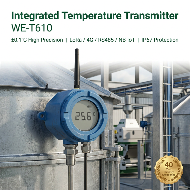 Manufacturer 17000mAh Battery Wireless PT100 Temperature Sensor LoRa 4G RS485 IoT Node for Smart Farm Cold Chain Storage Monitor