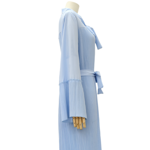 Ropa musulmana Turquía sólido islámico largo vestido con cinturón mujeres Dubai Abaya cuello redondo vestido modesto - Product Image 3