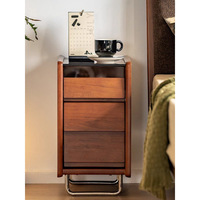 Table de chevet et armoire à 3 tiroirs en bois massif de style nordique pour chambre à coucher, rangement mobile pour petit appartement