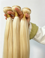 Mèches de cheveux indiens bruts non traités, tissage complet et épais, 24 pouces, double tirage, blond 613, grade 15A
