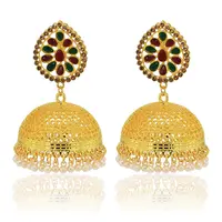 GoldenWhite Stone Studded Chandbali Earrings For Women in Nepal  Buy  Earrings at Best Price at ThuloCom