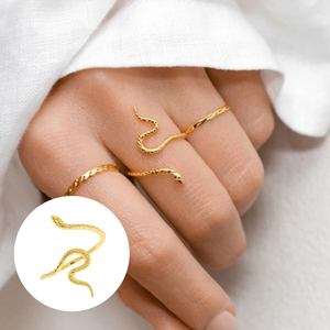 Anillo de Serpiente de Plata de Ley 925 CANNER, Joyería con Diseño de Serpiente, Chapado en Oro de 18K, Regalo, Anillo de Serpiente Abierto Ajustable para Mujer - Product Image 6