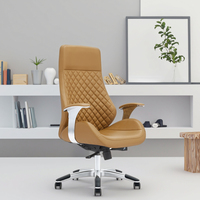 Chaise de direction moderne Noir+Blanc Base en alliage Surface en cuir PU Essentiel pour la salle de réunion