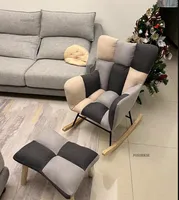 Fauteuils de salon en tissu de luxe, chaise longue de balcon avec repose-pieds, fauteuil moderne de détente, chaise à bascule, meubles de salon
