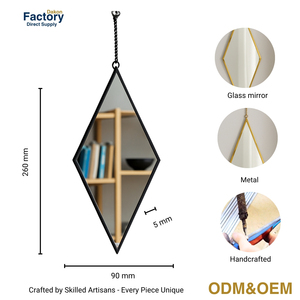 Hình Học Kim Cương Treo Gương đen khung kim loại phong cách tối giản treo tường trang trí gương - Product Image 2