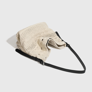 <b>Large</b> Handmade Bohemian Crochet Shoulder <b>Bag</b> With Drawstring Pouch Portable Vintage Tote <b>Bag</b> Single Strap Hollow Out Design - Product Image 5