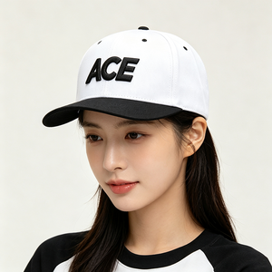 Custom 3D Embroidery ACE Snapback Cap Flat Brim 6 Panel Hip Hop Baseball Caps Wholesale Two Tone Unisex Fashion Canvas Four - Product Image 1