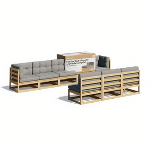 Ensemble de salon de jardin en pin massif 6 places, mobilier d'extérieur au design contemporain, résistant aux intempéries - Product Image 1