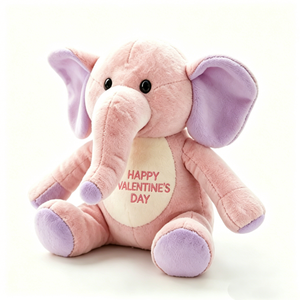 Peluche de elefante rosa pastel súper suave y personalizado, orejas interiores, punta del trompo y almohadillas para las patas en color morado lavanda - Product Image 2