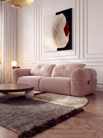 Canapé une place en tissu chenille de style français, luxe léger, pour petits salons, inspiré de la dopamine, ligne droite rose, usage hôtelier