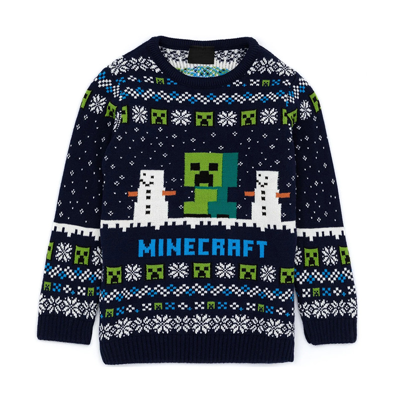 OEM Custom Anti-Wrinkle Quick Dry Christmas Anime Pattern Pullover Sweater Breathable Knitted Crew Neck Free Size Winter Front