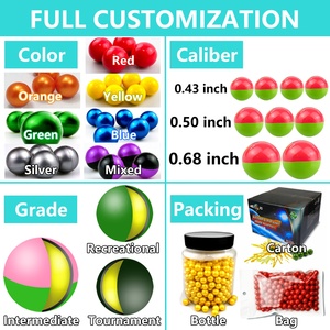 2024 Top Vente GI-5 Star Tournoi Grade Paintballs Munitions Boîte Personnalisée Logo 0.43/0.50/0.68 Calibre Field Set <span class=keywords><strong>Paintball</strong></span> Bullets - Product Image 4