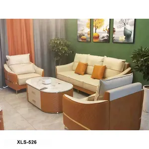 Yeni ev mobilya oturma odası kombinasyonları suni deri kumaş kanepe Modern