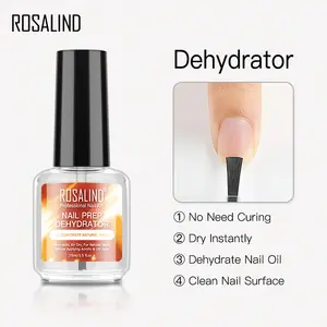 Rosalind 15Ml Botol Reguler Uv Gel Akrilik Penguat Nail Art Bonder Primer dan Dehidrator Persiapan Bebas Asam dengan Label Pribadi