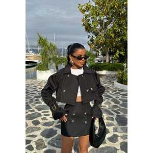 Ensemble jupe et haut Coco One, noir, détails boutonnés, style décontracté quotidien, tricoté, spandex, coupe ajustée, taille XL, pour le printemps - Product Image 5