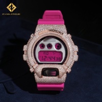 Vente flash Mode DW-6900 Style Hip Hop Bijoux sertis de diamants 925 Argent VVS1 Moissanite Cadran de montre couleur Moissanite Diamant avec GRA