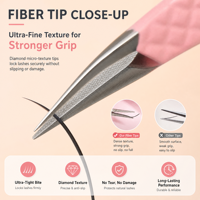 Pince à épiler professionnelle pour cils avec embout en fibre, en acier inoxydable, antidérapante, avec logo personnalisé, pour extensions de cils