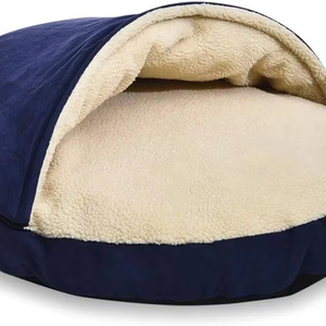 Cama Básica para Mascotas con Cubierta Extraíble Tipo Cueva, de Franela, Algodón y Felpa, Cálida y Cómoda - Product Image 1
