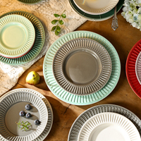Service de table en céramique et porcelaine coloré pour cuisine européenne, avec bol, assiette, tasse, compatible lave-vaisselle et micro-ondes, vaisselle de table pour la maison