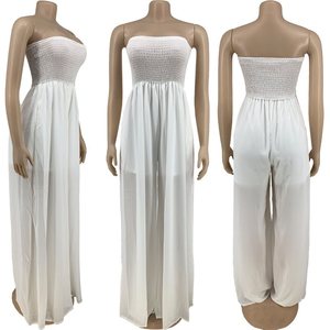 Y304024 Summer New <strong>Lounge</strong> Wear Solid Loose Sleeveless Tube Top Woman Pleated Wide Leg <strong>Jumpsuit</strong> - Product Image 6