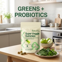 Super Gummies Végétales Superaliments Verts Complément Alimentaire Probiotiques Vitamine D3 Saveur Pomme Sans Sucre Végétalien Antioxydant Adulte