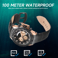 Montre chronographe à quartz japonaise avec logo personnalisé, boîtier en acier inoxydable, bracelet en cuir, montre de luxe pour affaires, étanche, affichage de la date