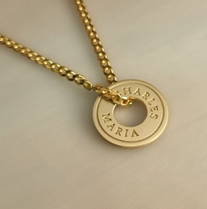 Collier personnalisé <span class=keywords><strong>avec</strong></span> gravure circulaire, initiales de la Bible, pendentif <span class=keywords><strong>avec</strong></span> nom, collier à disque gravé pour homme, accessoire élégant, imperméable, sans rouille - Product Image 1