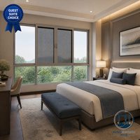 Habitación con Ventanas Corredizas de Aluminio con Doble Acristalamiento y Aislamiento Acústico, Estilo Europeo Moderno, para Hotel o Sala de Estar