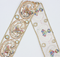 5cm Style ethnique dentelle ruban losange paillettes broderie garniture doré filaire code à barres pour vêtements chaussures écologique