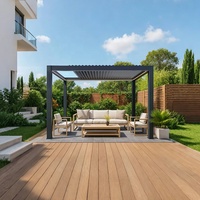 Pergola rétractable en aluminium avec toit à lames bioclimatiques et stores latéraux pour jardin, pavillon, terrasse, bord de piscine, pont de terrasse