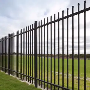 Schwarz beschichteter verzinkter Stahl pfosten für Zaun tore und Design stahl zaun für Begrenzung swand