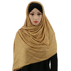 De gros robe pour enfants avec hijab-Hijab nouvelle collection de châles arabes pour femmes musulmanes, écharpe élastique en cristal de pierre, tendance 2019