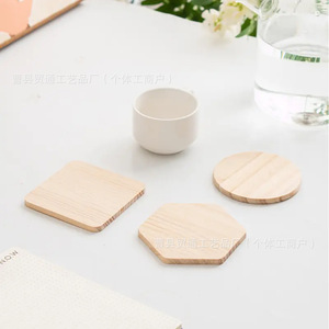 Posavasos de madera maciza, redondos, cuadrados, hexagonales, aislantes del calor, para tazas de café y té, para uso en escritorio. - Product Image 4