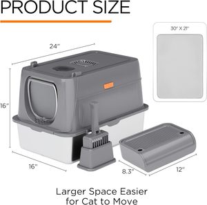 <span class=keywords><strong>Bac</strong></span> à <span class=keywords><strong>litière</strong></span> pour chat en acier inoxydable extra large, <span class=keywords><strong>double</strong></span> couche, tapis en métal anti-adhésif, sans odeur, toilette pour chat facile à nettoyer pour les gros chats - Product Image 4