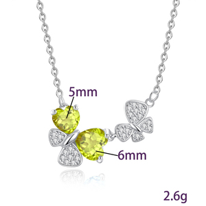 Collar de Mujer con 9 Delicadas Mariposas de Cristal Tallado en Forma de Corazón de 6mm y 5mm, Plata 925, Joyería de Piedra Natural para Regalo de Cumpleaños - Product Image 6