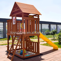 Maison de jeu classique en bois à double étage avec toboggan télescopique et bac à sable lumineux pour bébés de 4-6 mois et 7-9 mois Shandong