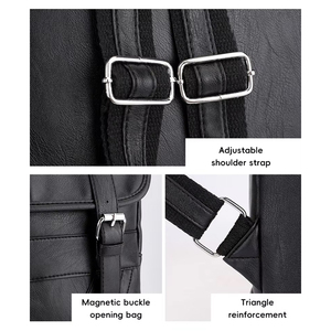 Zaino Vintage in Ecopelle PU Impermeabile Casual da Viaggio con Fibbia e Cerniera, Zainetto di Grande Capacità Porta PC per Uso Quotidiano da <span class=keywords><strong>Uomo</strong></span> - Product Image 3