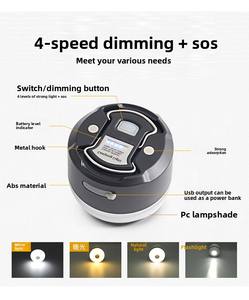 Luz para tienda de campaña al aire libre, incandescente, recargable por USB, PC/ABS, IP65, resistente al agua, repelente de insectos, blanco y negro - Product Image 6