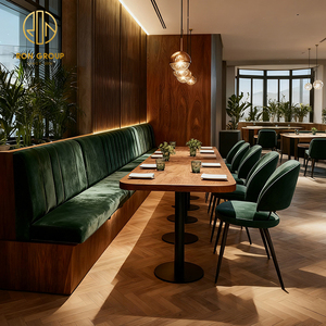 Set di Mobili Moderni e Confortevoli: Divano Quadrato in Velluto Verde, Tavolo e Sedie per Pizzeria, Caffè e Ristorante, Panche e Sedute per Booth - Product Image 3