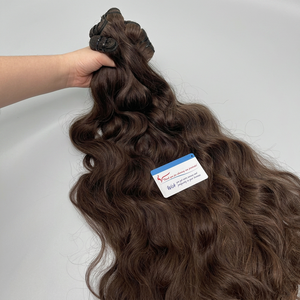 Prix de gros, cheveux tressés de haute qualité, couleur brune, extensions de cheveux humains, mèches de cheveux humains vierges vietnamiens - Product Image 1