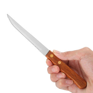 Couteau à steak en bois massif, couteau à steak dentelé pour la maison, couteau de cuisine en acier inoxydable pour hôtel, couteau de table, fourchette - Product Image 6